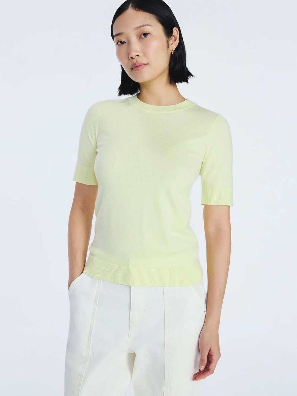 NWT Free Assembly Yellow Cozy Yarn Shrunken Sweater Tee